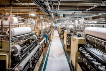 Fototapeta na wymiar photo of inside textile factory line production view Photography