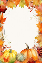 Naklejka na ściany i meble autumn frame surrounded by pumpkins , and fall leaves, Thanksgiving