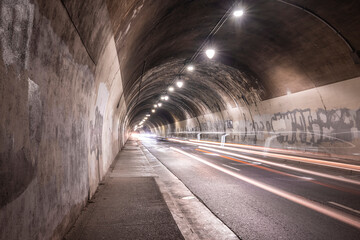 Famous 2nd Street Tunnel, Los Angeles CA at night