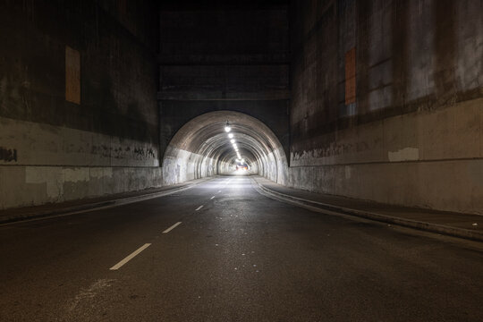 Famous 2nd Street Tunnel, Los Angeles CA at night