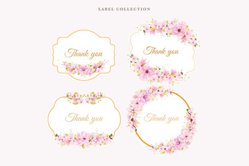 cherry blossom floral label illustration