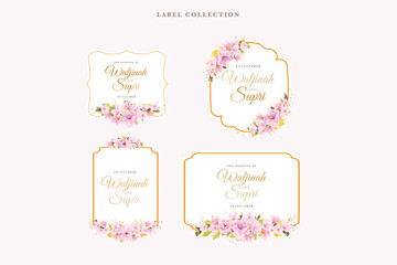 cherry blossom floral label illustration