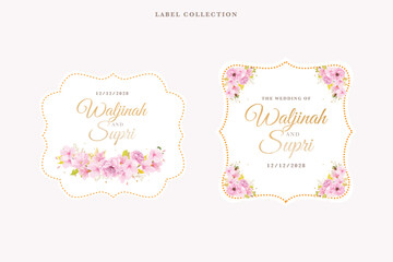 cherry blossom floral label illustration