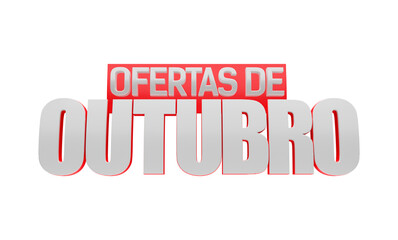Ofertas de Outubro, selo 3d para promoções de Varejo