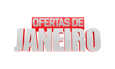 Ofertas de Janeiro, selo 3d para promoções de Varejo