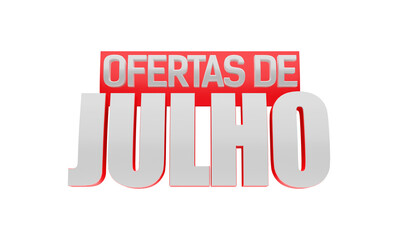 Ofertas de Julho, selo 3d para promoções de Varejo