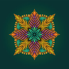 Blooming mandala ornament intricate floral fantasy illustrations vector illustrations for your work logo, merchandise t-shirt, stickers and label designs, poster, greeting cards advertising business 