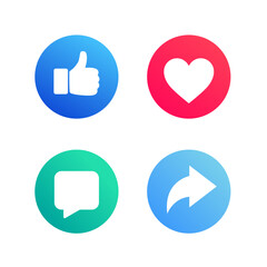 Like, love, comment, and share icon vector. Social media elements vector icon