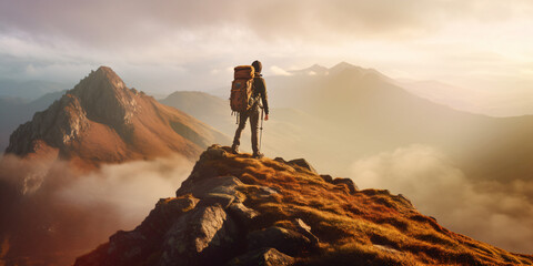 a moving picture of a hiker - Generative AI