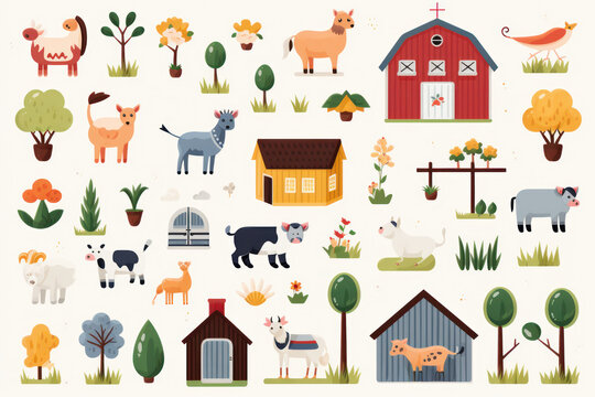 Fun and colorful illustration for a Happy Farm sticker