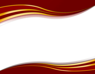 Elegant Red & Gold Wave Shape Border Frame Transparent Background