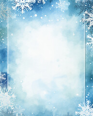Blue and white snowflakes border, Christmas frame, winter frame
