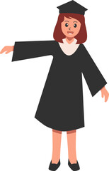 Standing Female Graduation Illustration Vector