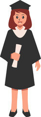 Female Graduation With Certificate Illustration Vector