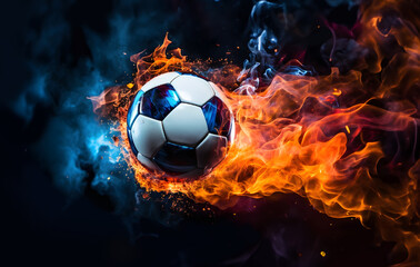 Fototapeta premium A soccer footballe ball, ablaze