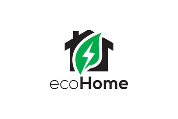 Eco home green energy logo design vector template