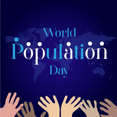 world population day world map with hands