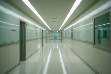 Naklejka na ściany i meble empty hospital hallway night view photography