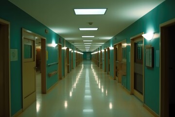 empty hospital hallway night view photography