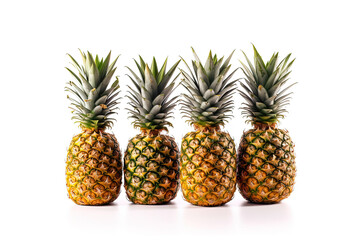 Fototapeta premium Ripe pineapples isolated on a white background