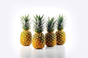 Fototapeta premium Ripe pineapples isolated on a white background