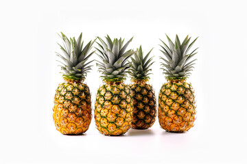 Ripe pineapples isolated on a white background