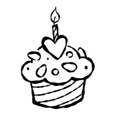 Birthday cake vector illustration, greeting card decoration icon