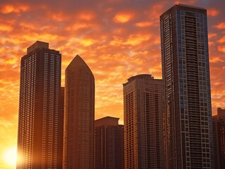 Fototapeta na wymiar Сity with skyscrapers, generative AI