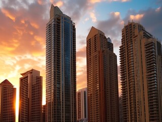 Fototapeta premium Сity with skyscrapers, generative AI