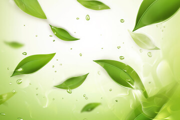Generative AI. Flying whirl green tea leaves in the air with transparent background png, Healthy products by organic natural ingredients concept