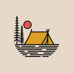 Mountain and Camping Life illustration, outdoor adventure . Vector graphic for t shirt and other uses.