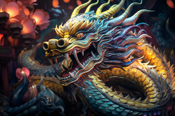Obraz premium Enchanting Moonlit Celebrations: Captivating Visual Journey through the Traditions of the Mid-Autumn Festival in China traditional dragon