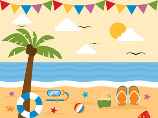 Fototapeta na wymiar Summer illustration a beautiful view. Vector illustration. Summer time background illustration.