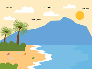 Fototapeta na wymiar Summer illustration a beautiful view. Vector illustration. Summer time background illustration.