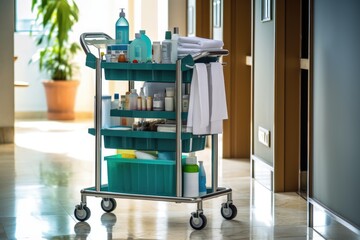 Hospital Trolley with stuff and equipment photography