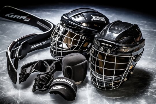 ice hockey tools and equipment photography