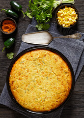 Chicken Tamale Pie in baking dish, top view