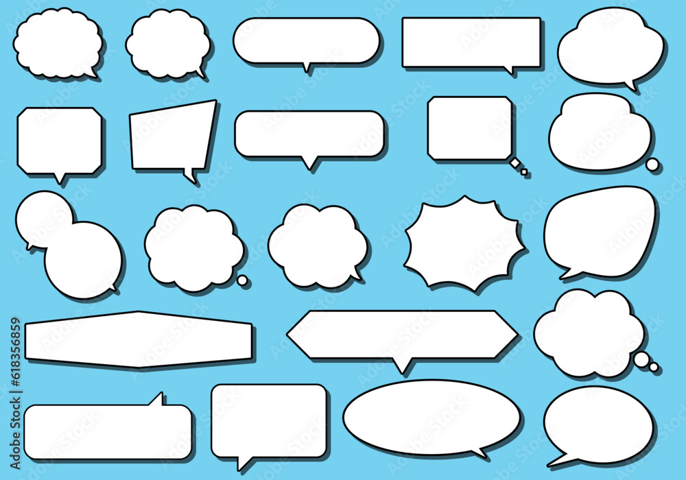 Poster simple pop speech bubble set, line width compound shape / editable speech bubble, frame, frame, illu