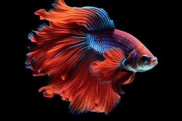 Fototapeta premium Action and movement of Thai fighting fish on a black background