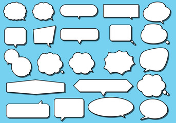 Simple Pop Speech Bubble Set, line width compound shape / editable speech bubble, frame, frame, illustration, vector