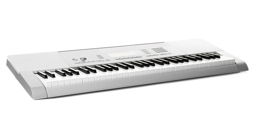 Modern synthesizer keyboard isolated on white background