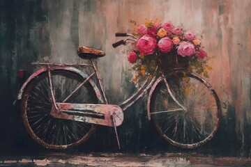 Timeless beauty: Vintage bike blooming joyfully.