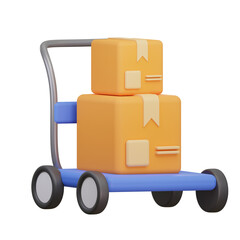 hand truck with boxes. 3d render.