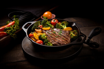 grilled steak with vegetables