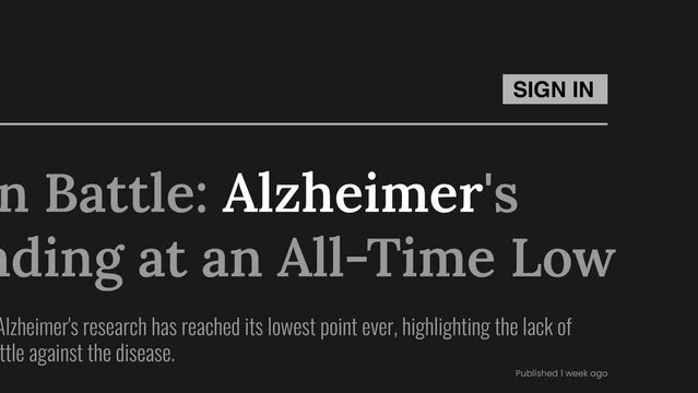 Alzheimer mention on headlines of online news publications