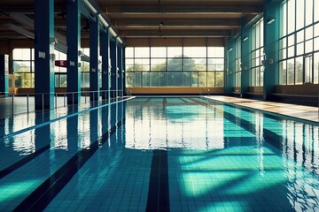 Fototapeta na wymiar indoor swimming poll arena flat lay design ideas photography