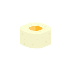 Sushi flat design vector illustration. Sushi roll, salmon, rice, minimal flat symbols. Seafood sushi rolls vector. Japanese seafood cuisine. Colorful and stroke icon pictogram. Japanese sushi logo.