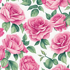 floral seamless pattern with watercolor pink roses