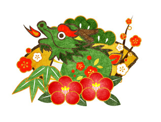 火吹き緑龍の辰年年賀状アイコン