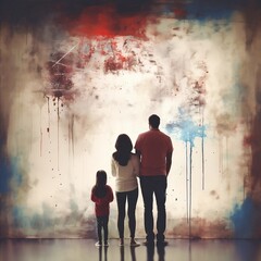 A Family Staring at a Blank Wall Generative AI